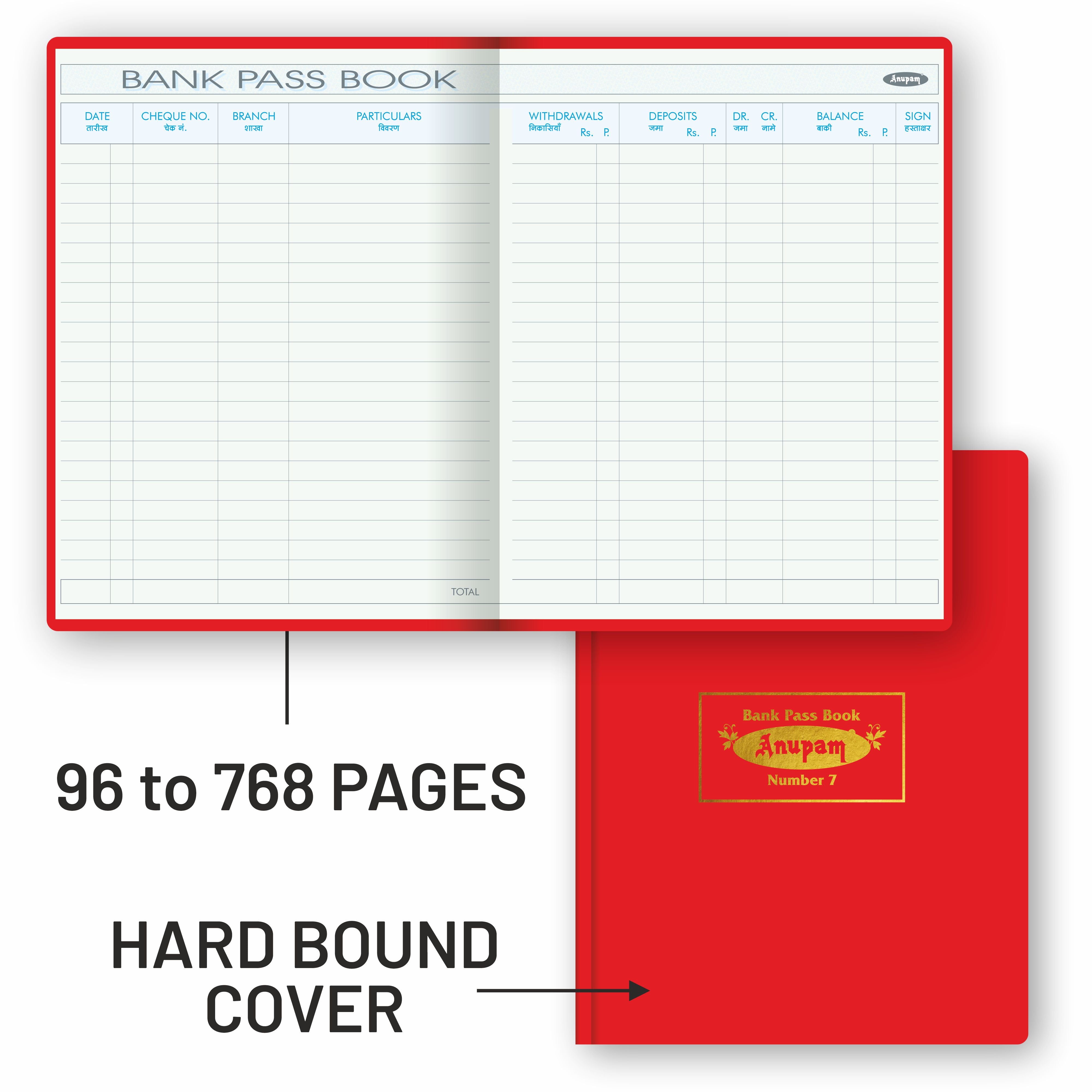 Anupam Bank pass book -premium robust material-hardbound and PVC variants- 80 GSM
